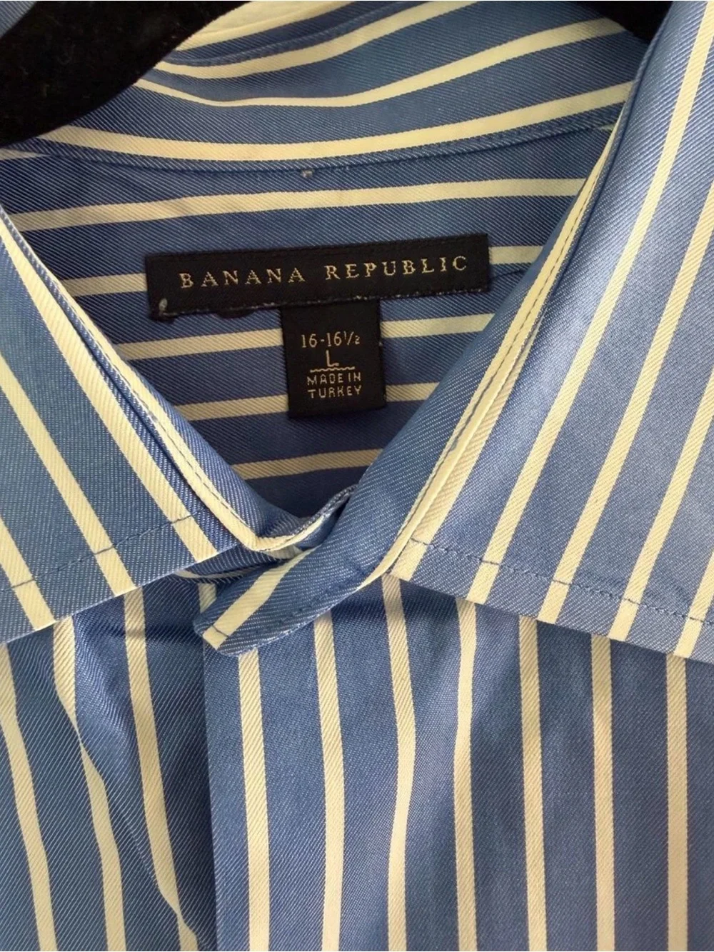 Banana Republic Men’s L 16-16.5 Blue White Stripe Dress Shirt 2003